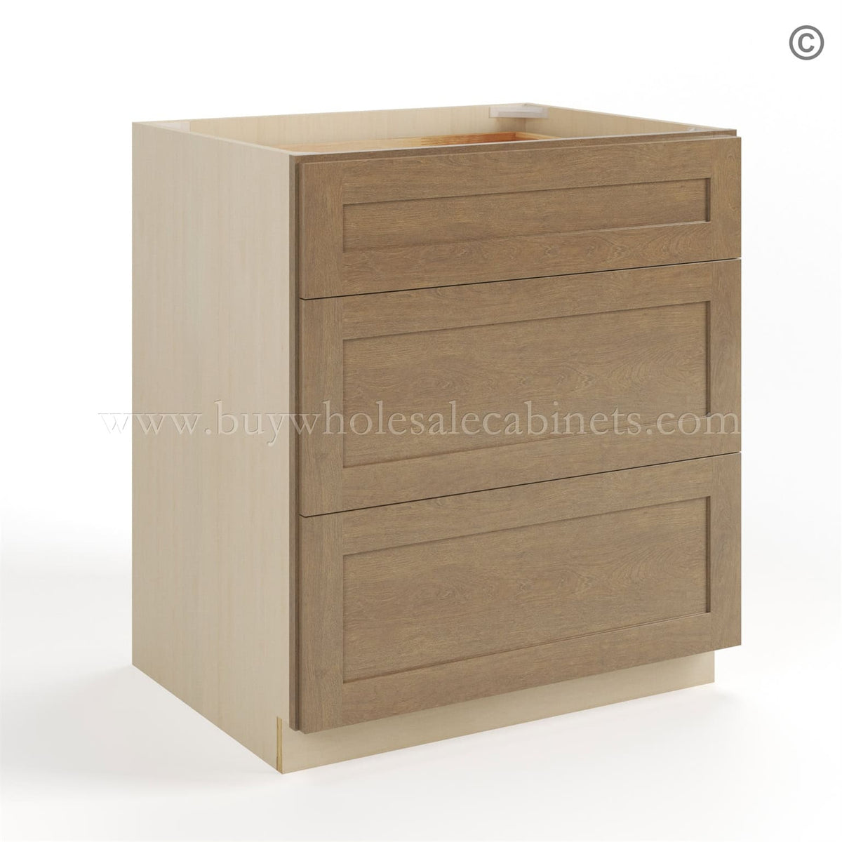 Rustic Wood Shaker Three Drawer Base