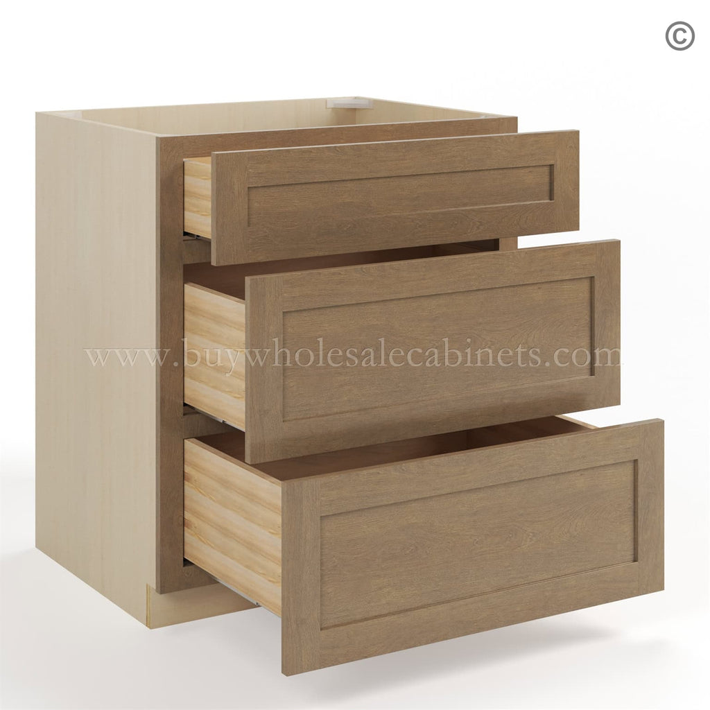Rustic Wood Shaker Three Drawer Base
