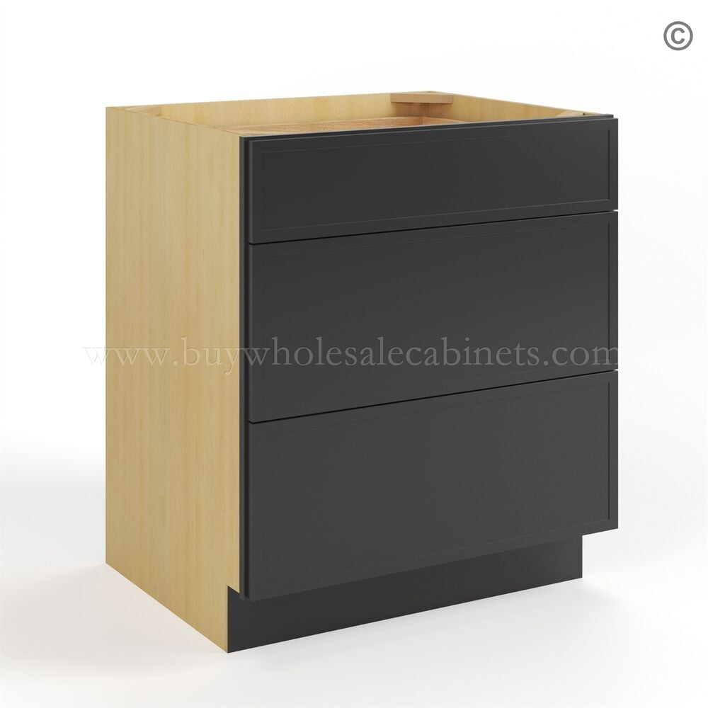 Slim Black Shaker Three Drawers Base