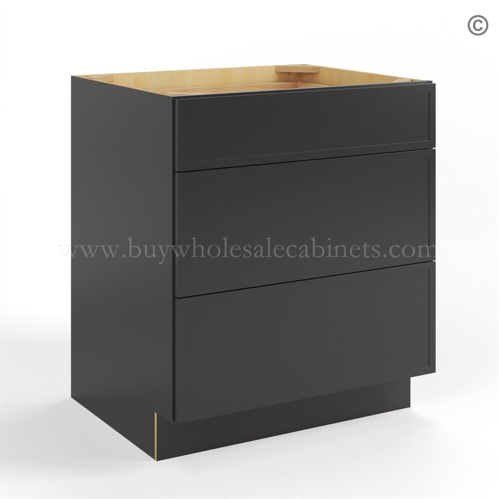 Slim Black Shaker Three Drawers Base