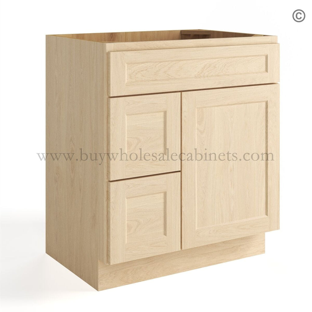 Unfinished Shaker 30″ Vanity Base Cabinet Combo