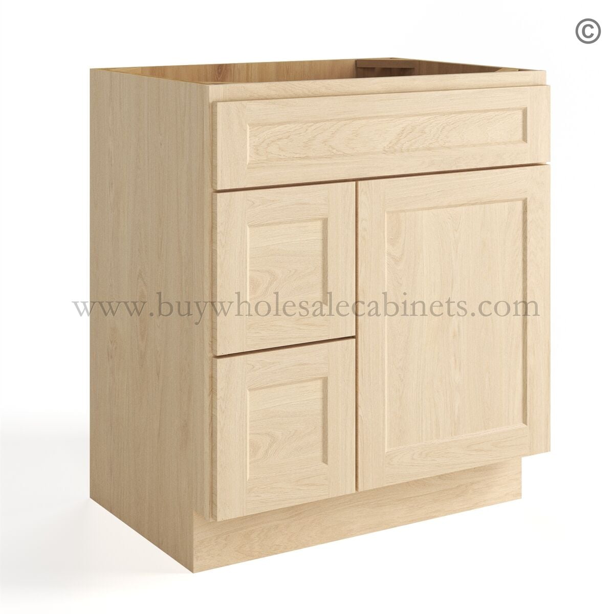 Unfinished Shaker 30″ Vanity Base Cabinet Combo
