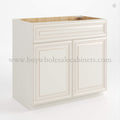 Charleston White Raised Panel Double Vanity Sink Base Cabinet