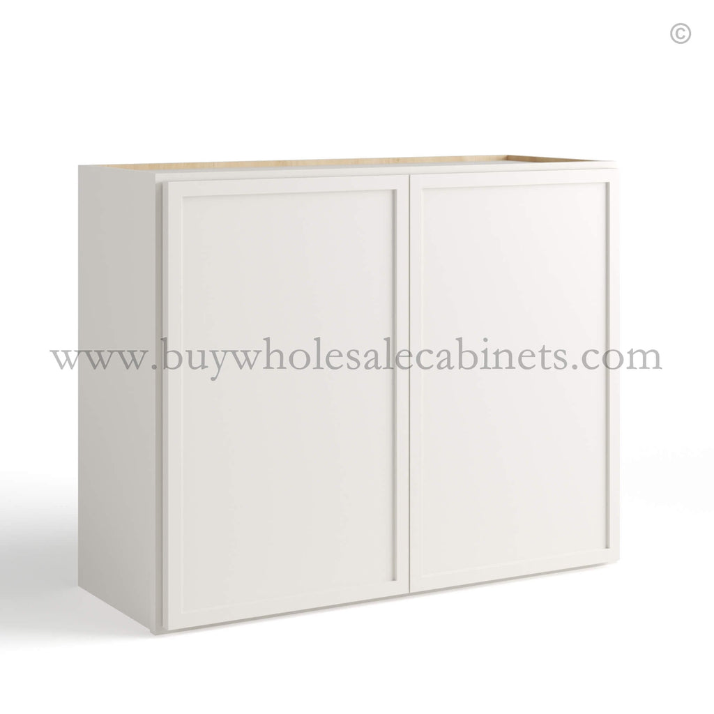 Dove White Slim Shaker Double Door Wall Microwave Bridge Cabinet
