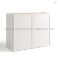 Dove White Slim Shaker Double Door Wall Microwave Bridge Cabinet