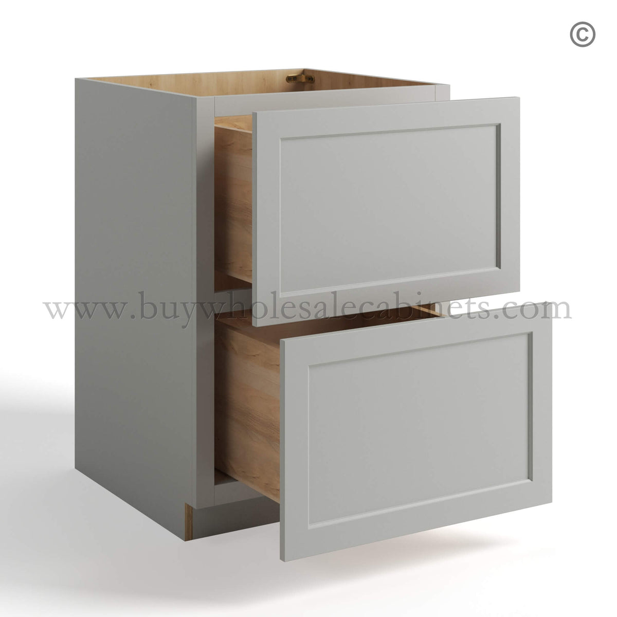 Dorian Gray Shaker Base Cabinet with 2 Drawers