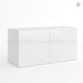 Frameless Gloss White Double Door Wall Microwave/Stove Bridge Cabinet 15″H