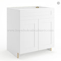 Frameless Modern White Shaker Sink Base Cabinet – 2 Doors & 1 False Drawer
