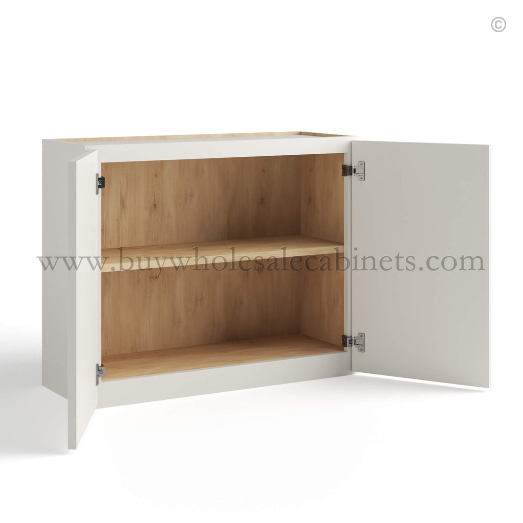 Dove White Slim Shaker Double Door Wall Microwave Bridge Cabinet