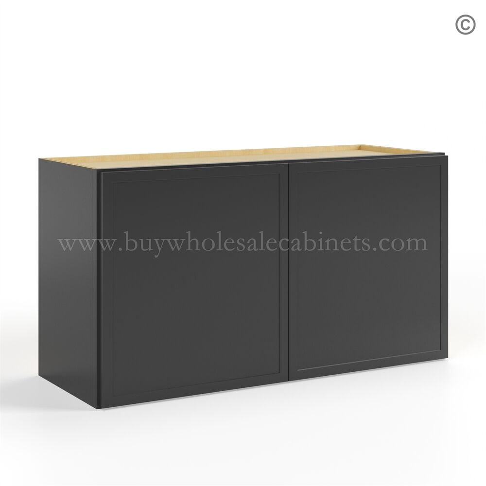Slim Black Shaker Double Door Wall Microwave Bridge Cabinet