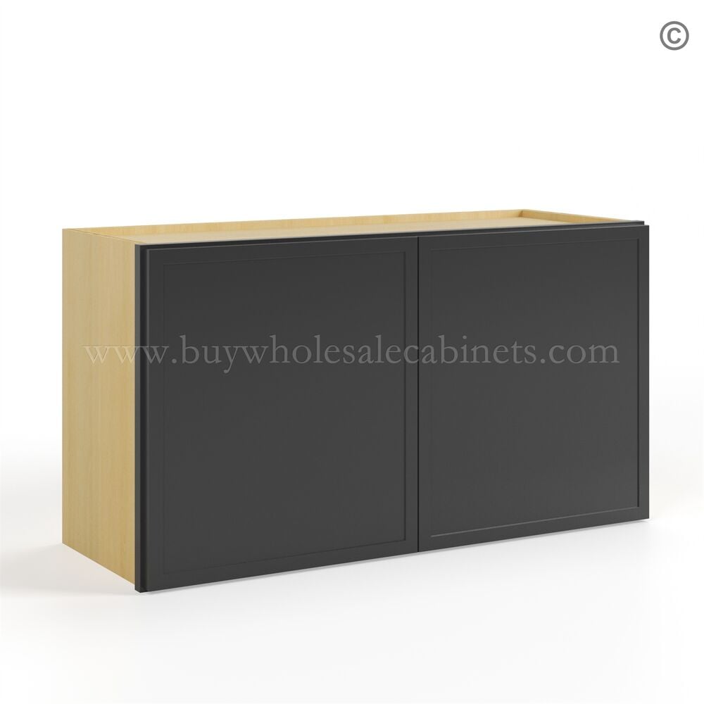Slim Black Shaker Double Door Wall Microwave Bridge Cabinet