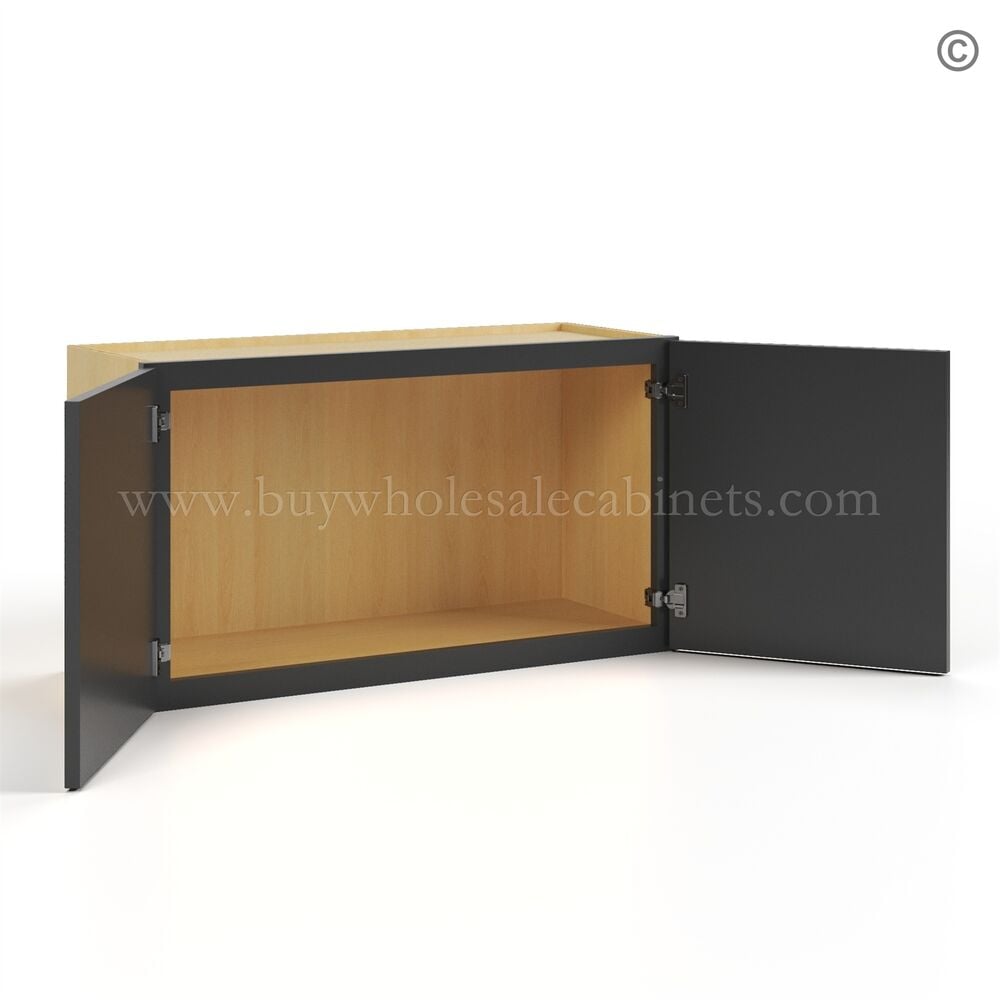Slim Black Shaker Double Door Wall Microwave Bridge Cabinet