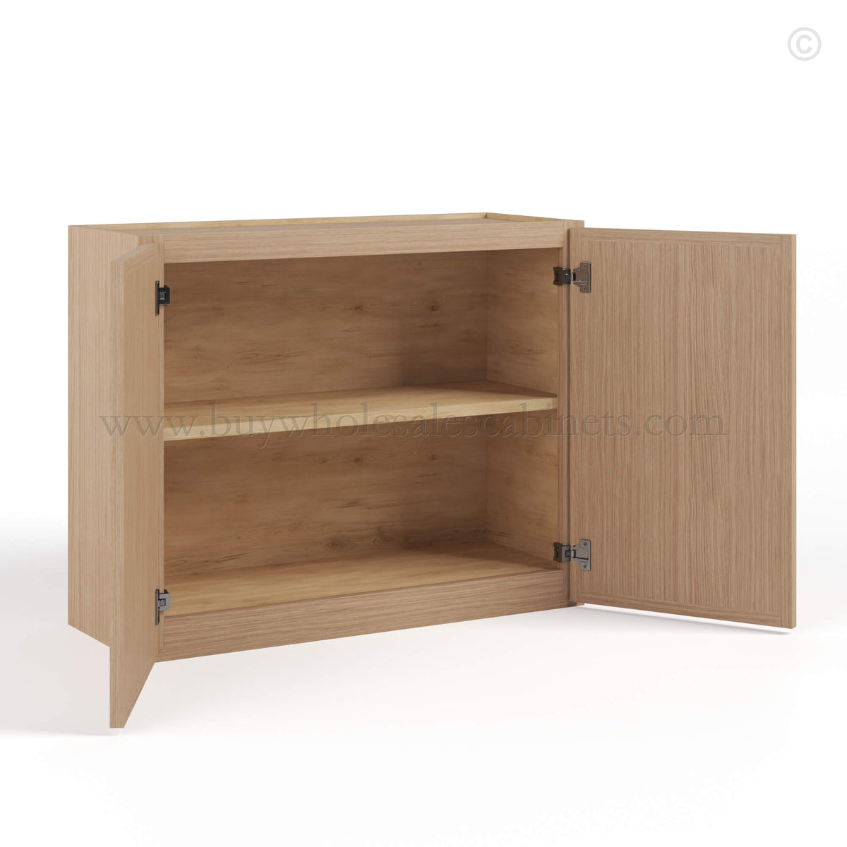 Slim Oak Shaker Double Door Wall Microwave Bridge Cabinet
