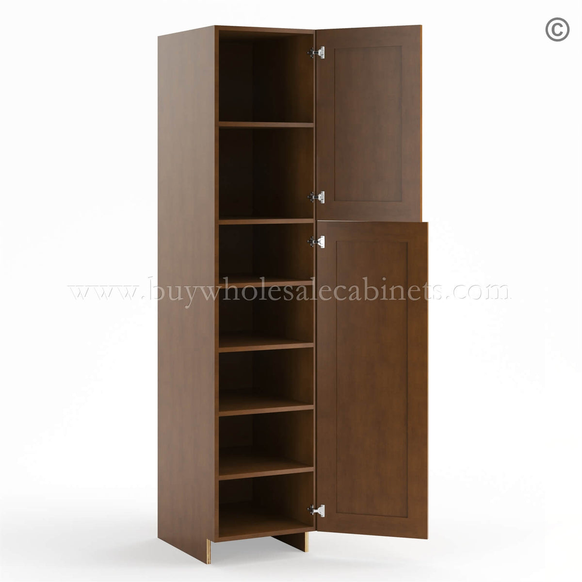 Frameless Classic Chestnut Pantry Cabinet – Single Door
