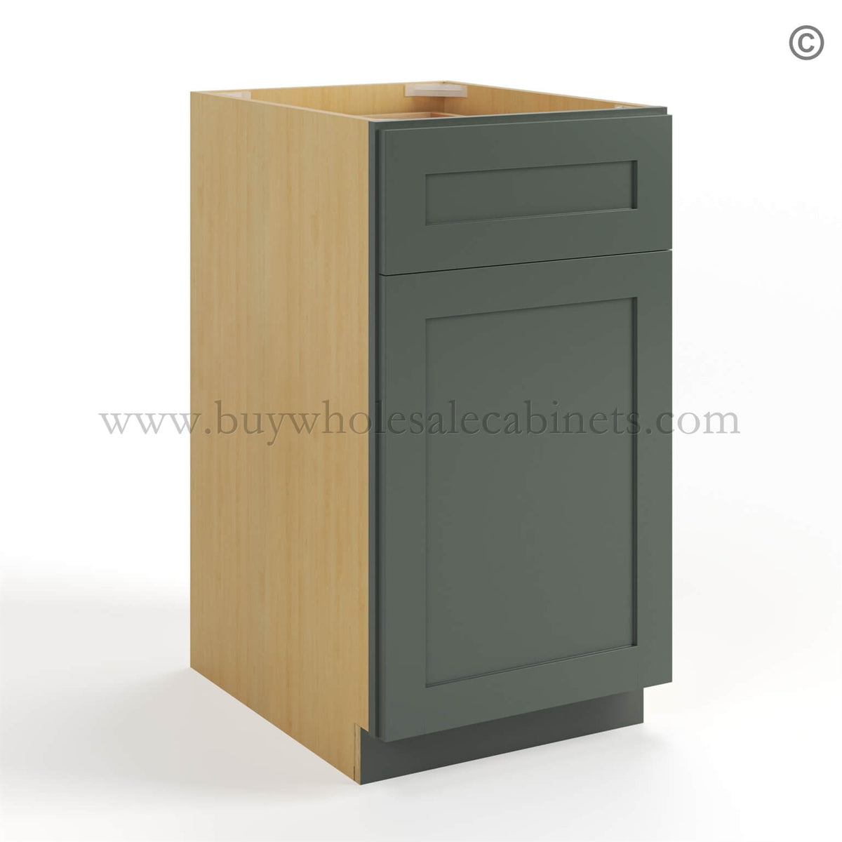Green Shaker Document File Base Cabinet