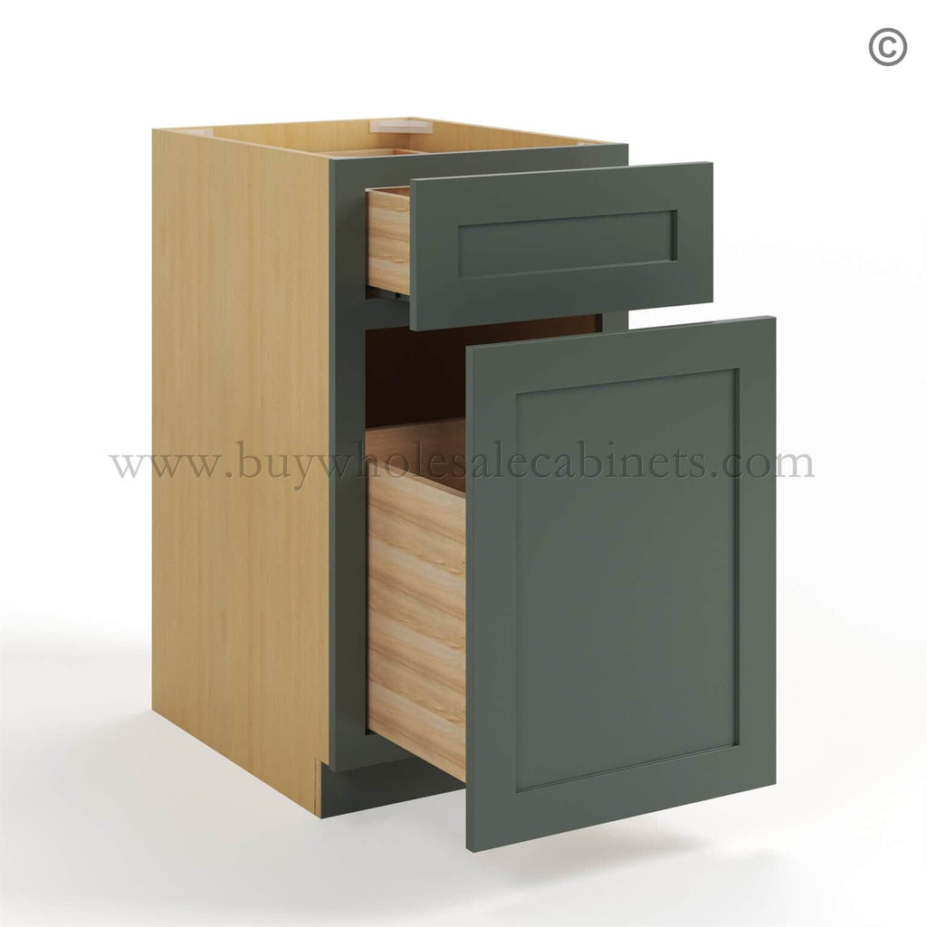 Green Shaker Document File Base Cabinet