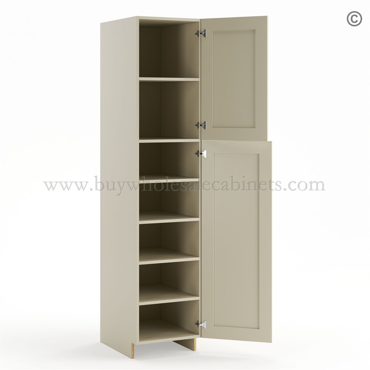 Frameless Ivory White Pantry Cabinet – Single Door