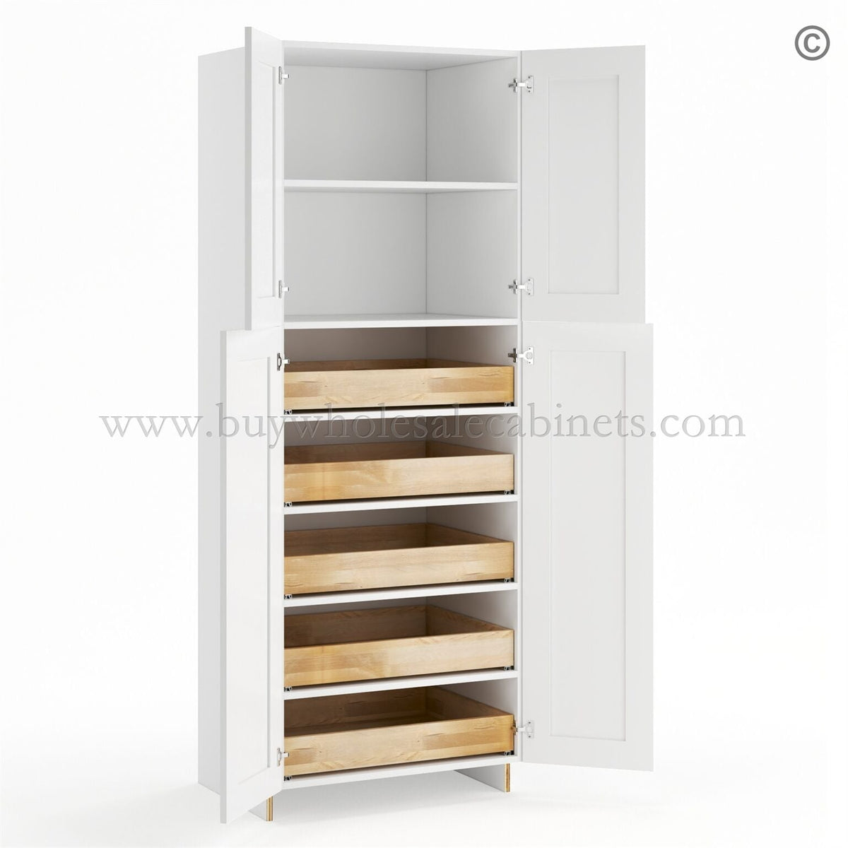 Frameless Modern White Shaker Roll Out Tray – (Included Full Extension Track)