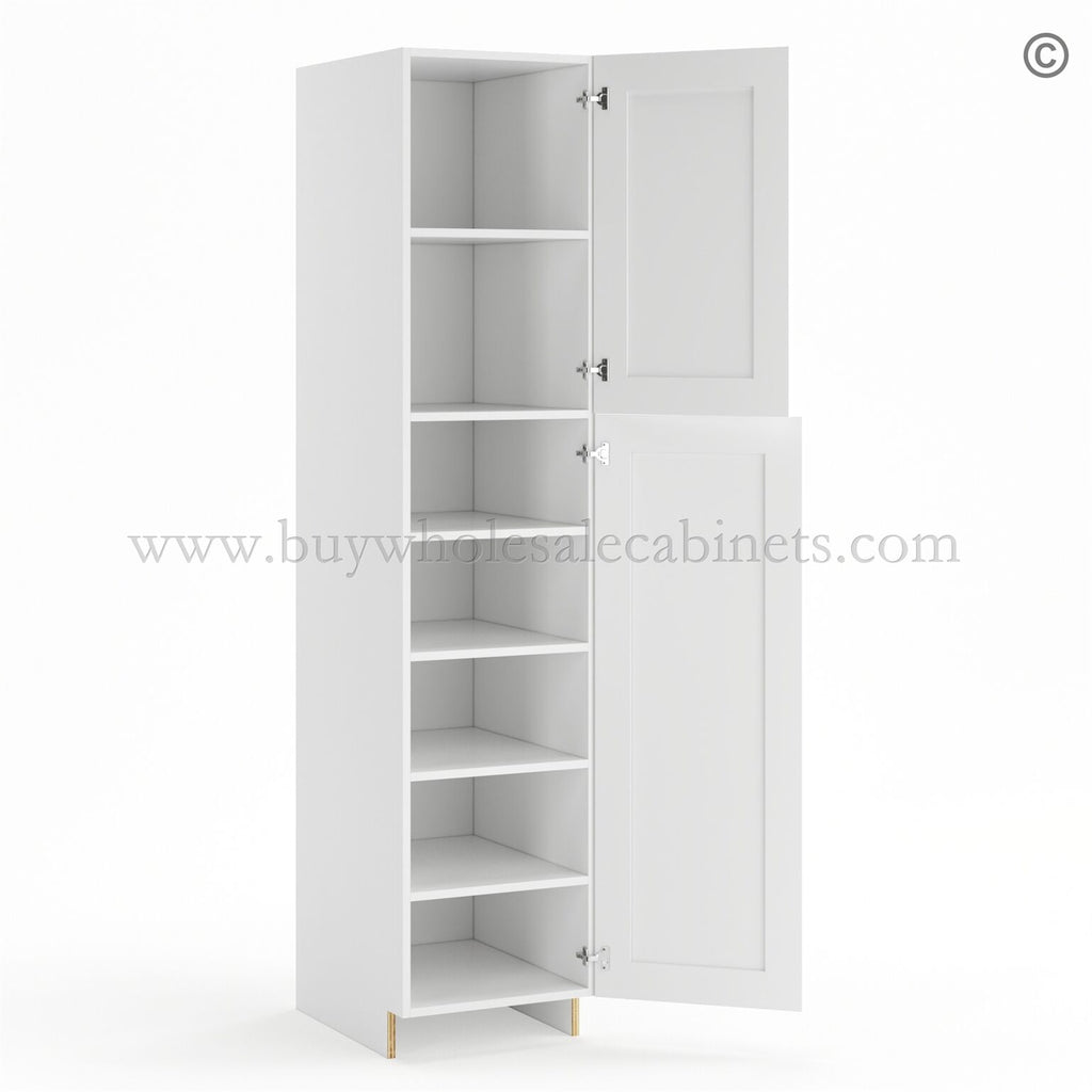 Frameless Modern White Shaker Pantry Cabinet – Single Door