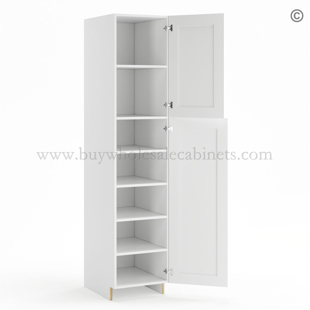 Frameless Modern White Shaker Pantry Cabinet – Single Door