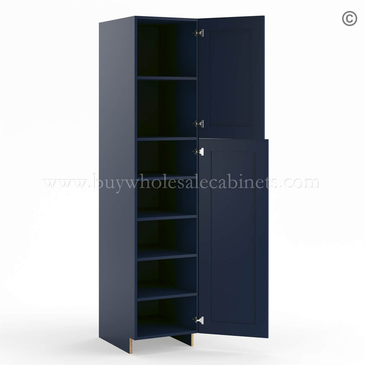 Frameless Oxford Blue Pantry Cabinet – Single Door