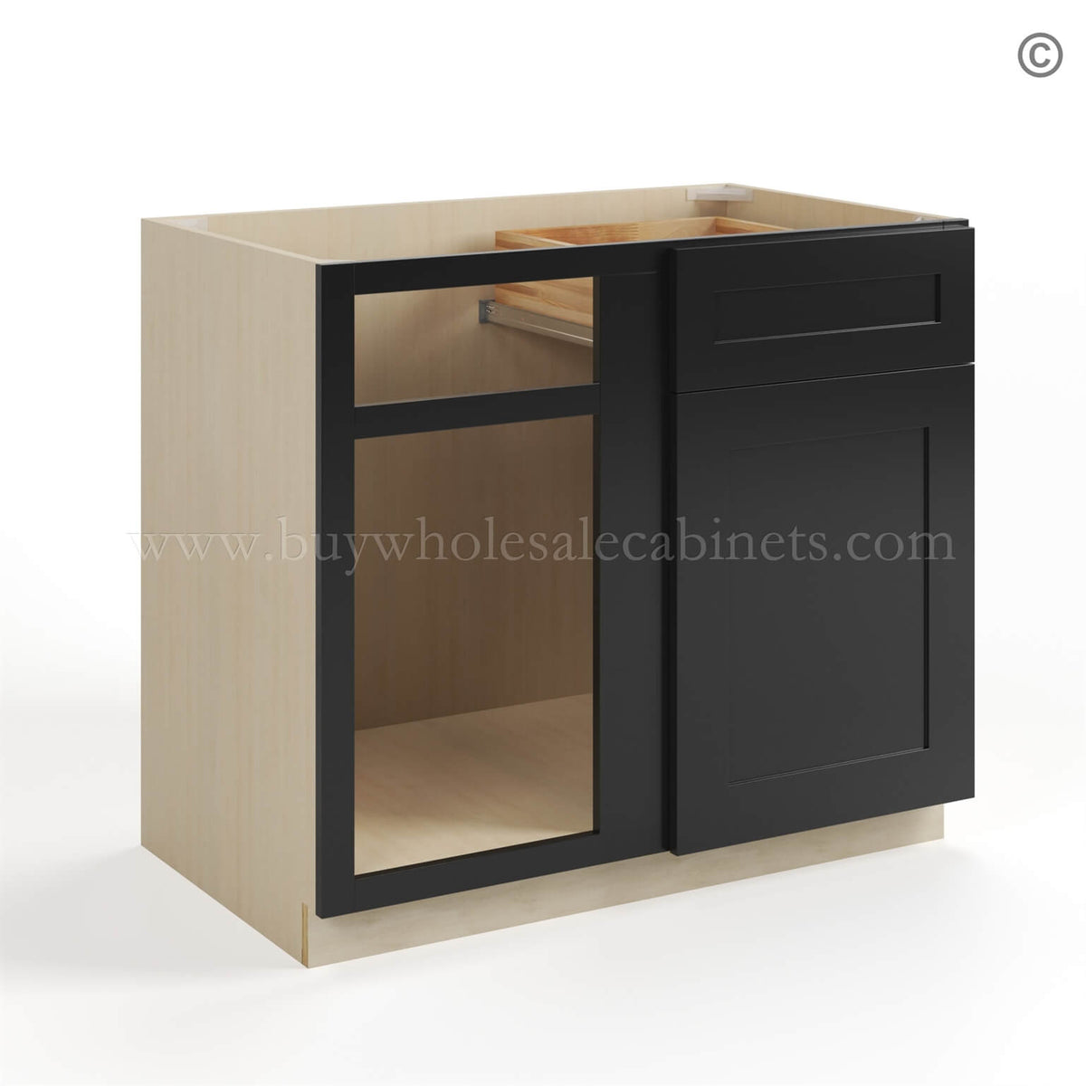 Black Shaker Blind Corner Base Cabinet (L/R interchangeable)