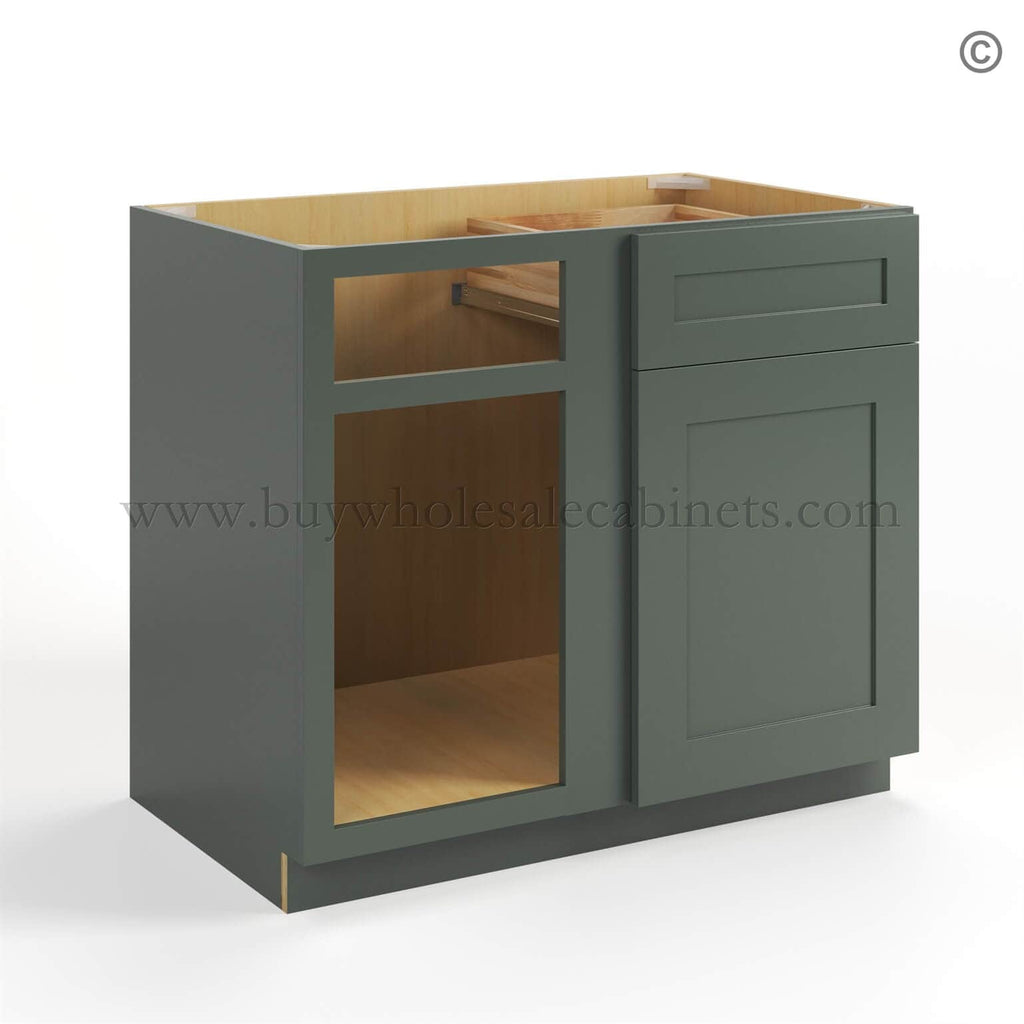 Green Shaker Blind Corner Base Cabinet (L/R interchangeable)
