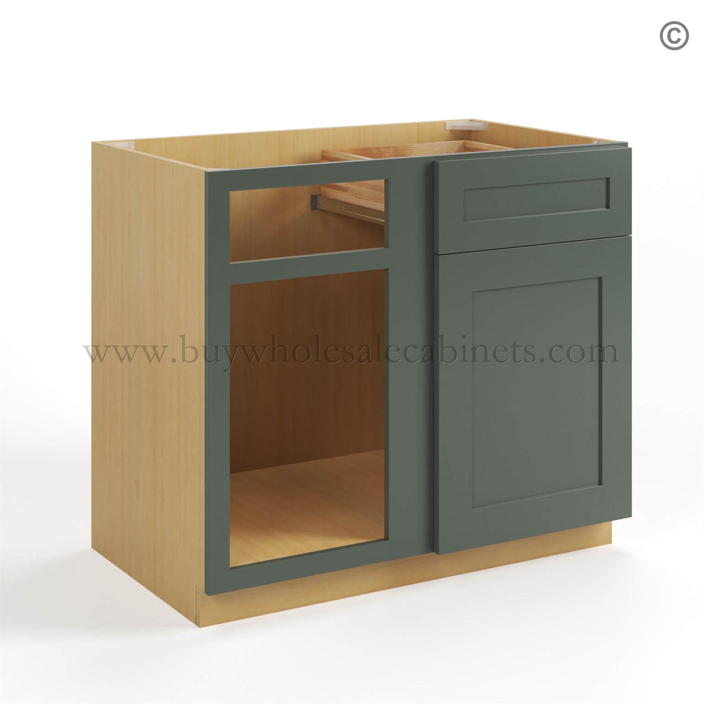 Green Shaker Blind Corner Base Cabinet (L/R interchangeable)