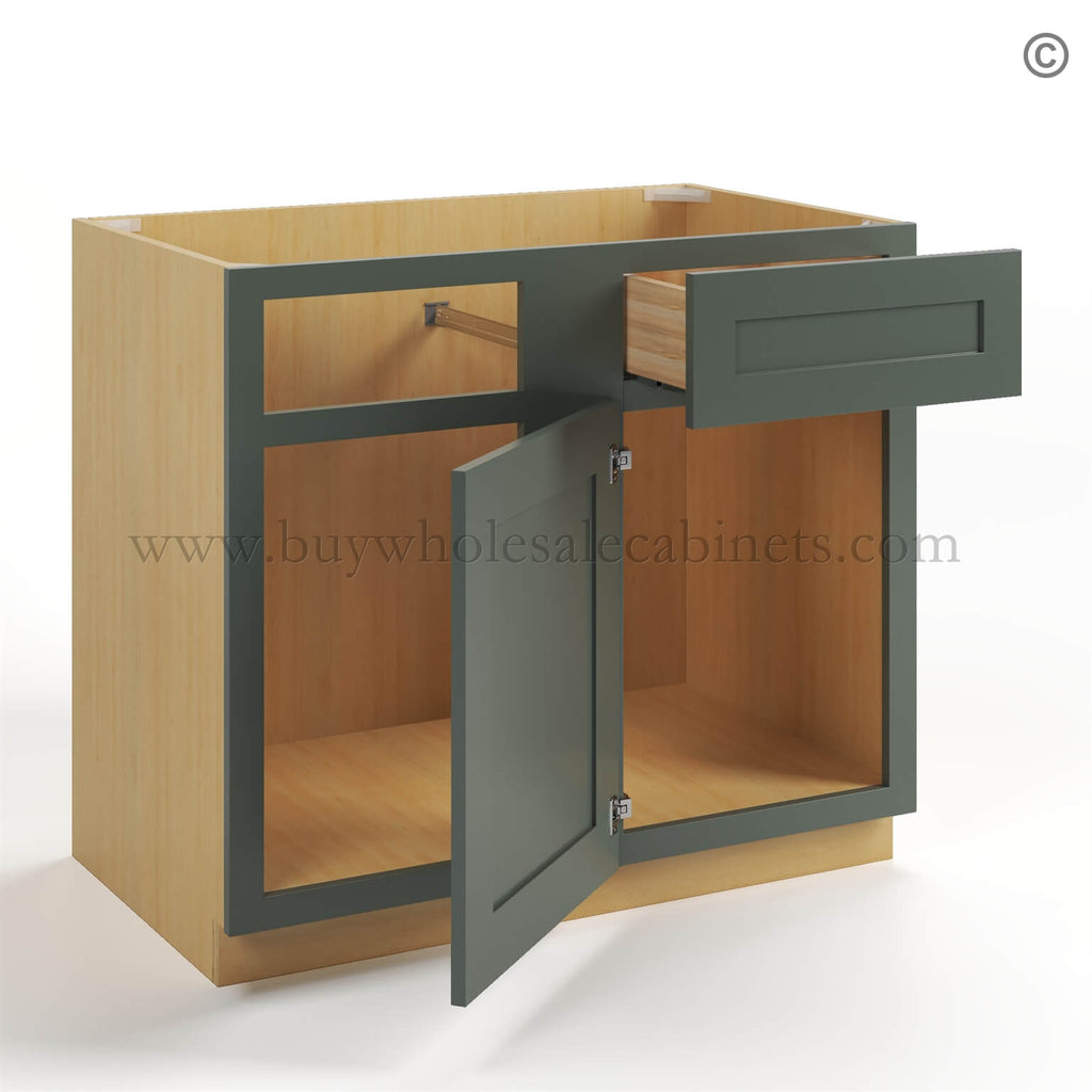 Green Shaker Blind Corner Base Cabinet (L/R interchangeable)