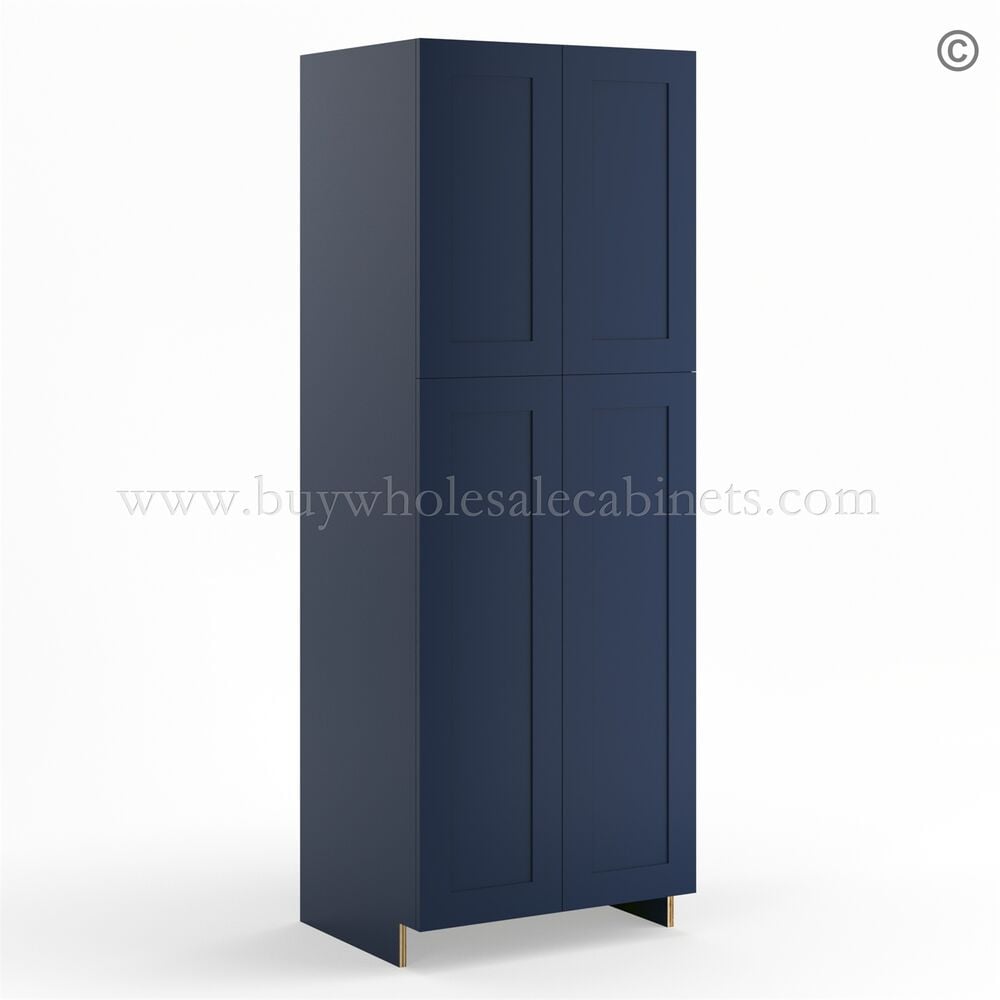 Frameless Oxford Blue Pantry Cabinet – Double Doors 30″W
