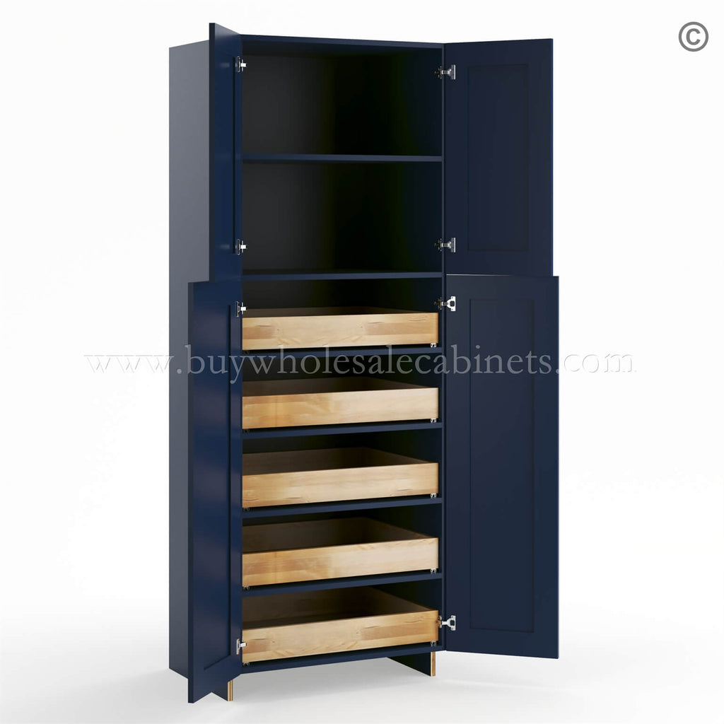 Frameless Oxford Blue Roll Out Tray – (Included Full Extension Track)
