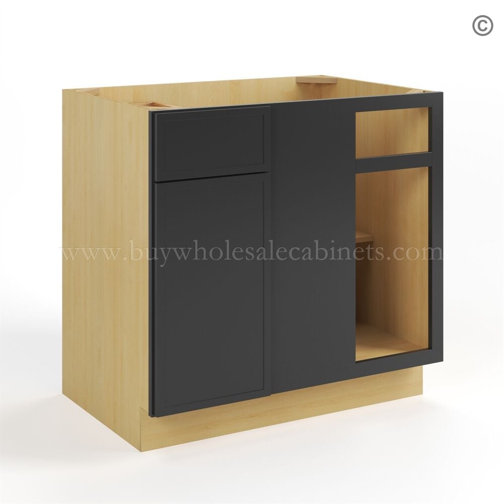 Slim Black Shaker Blind Corner Base Cabinet