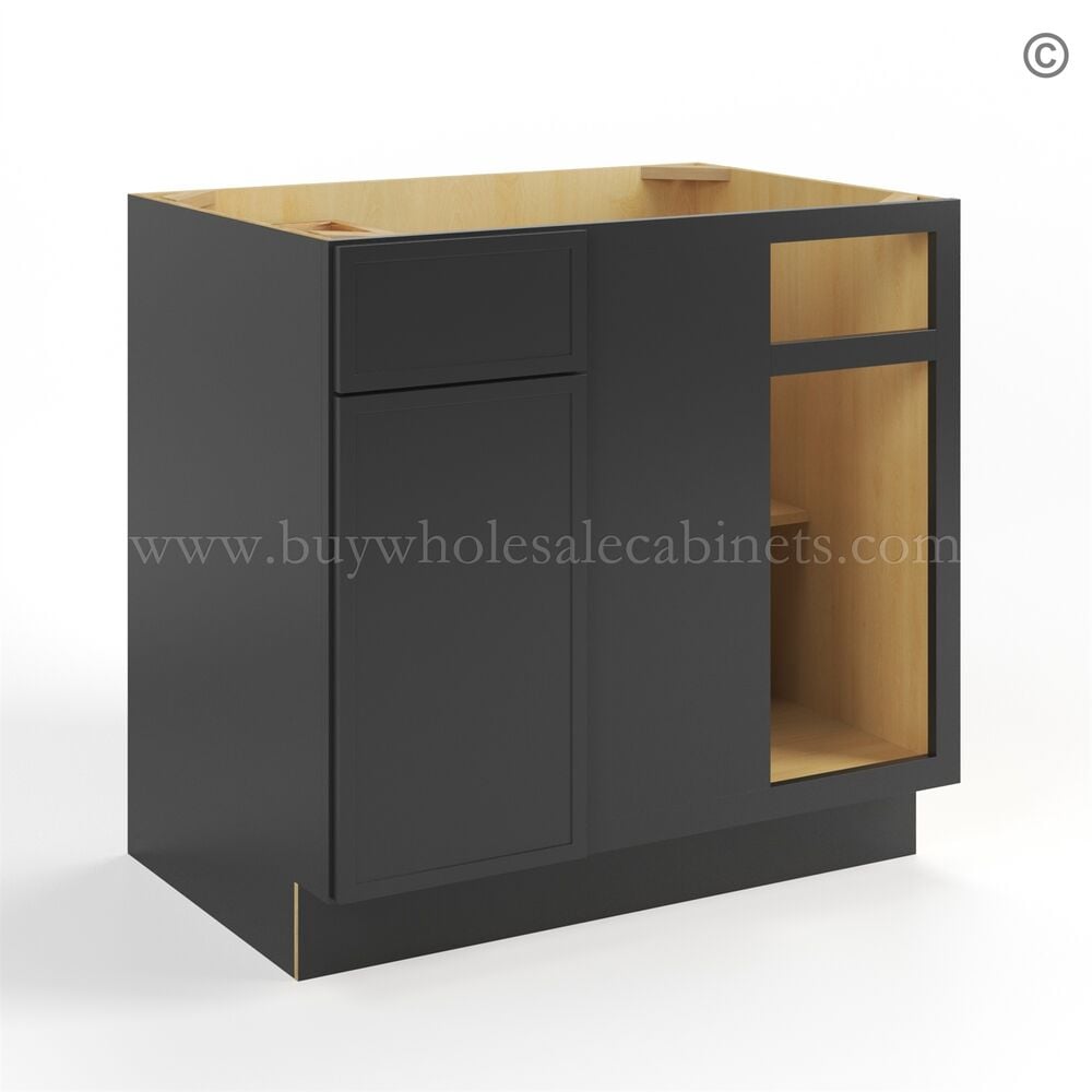 Slim Black Shaker Blind Corner Base Cabinet
