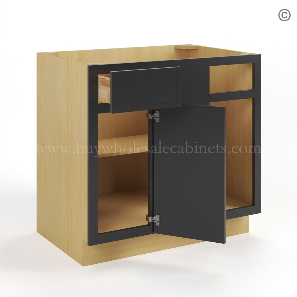 Slim Black Shaker Blind Corner Base Cabinet