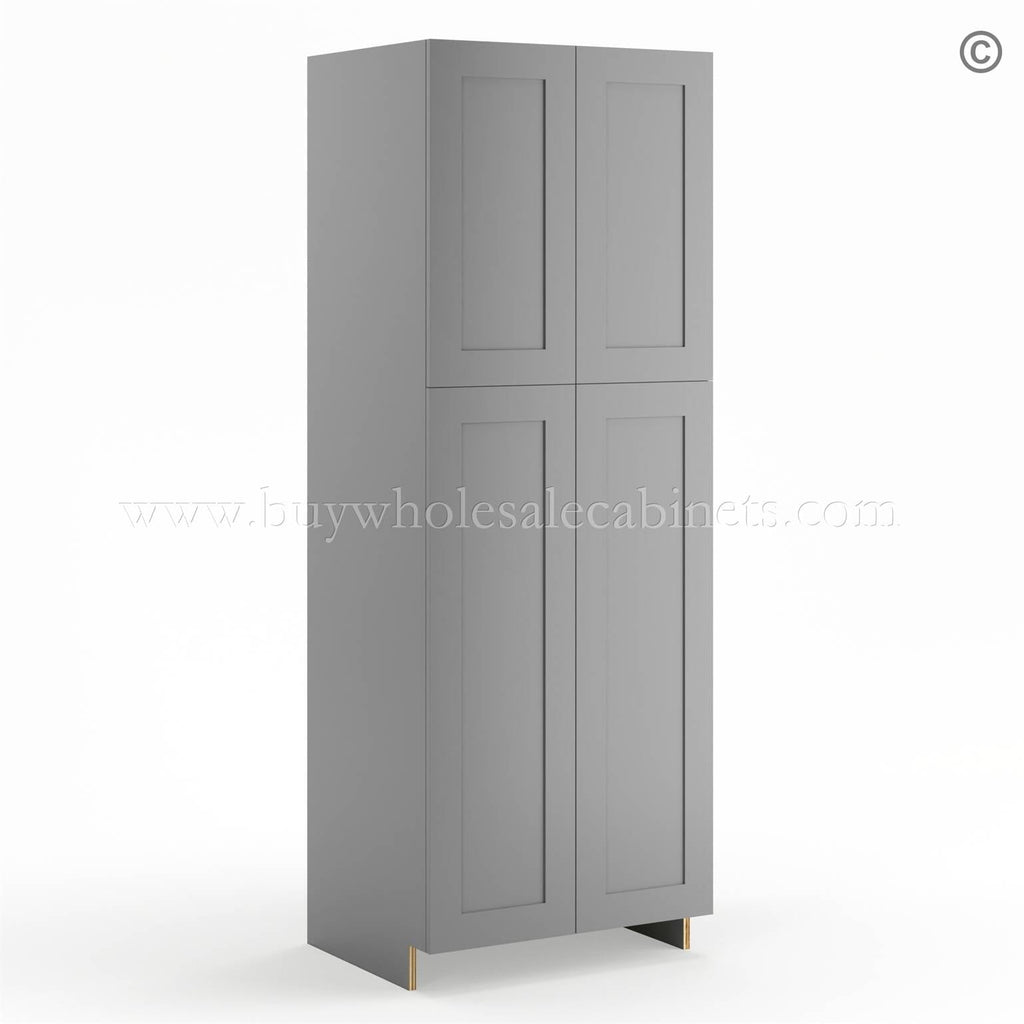 Frameless Graphite Gray Pantry Cabinet – Double Doors 24″W