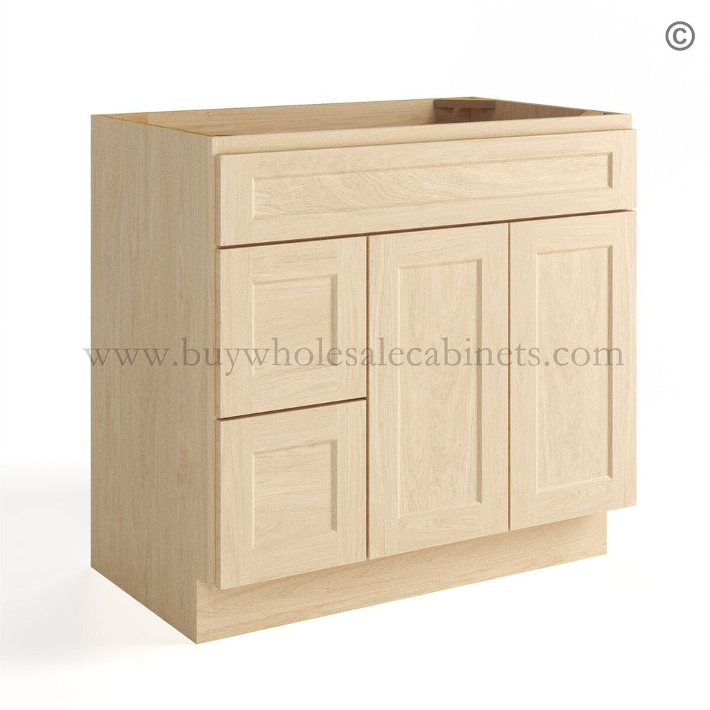 Unfinished Shaker 36″ Vanity Base Cabinet Combo