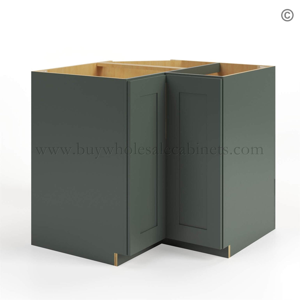 Green Shaker Lazy Susan Base Cabinet