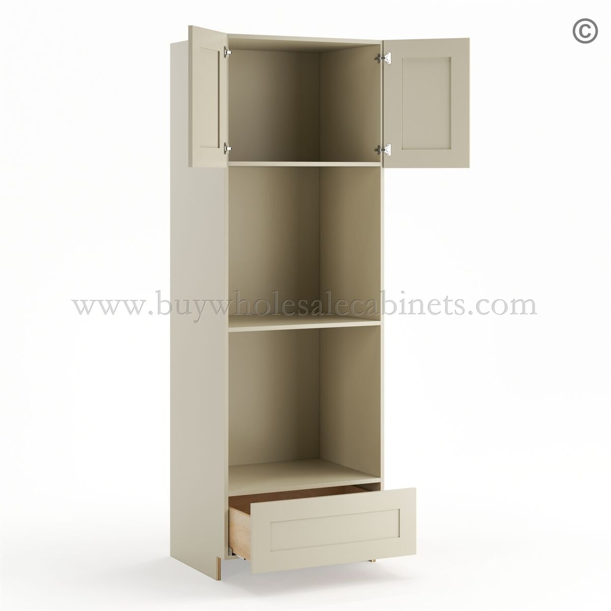 Frameless Ivory White Double Oven Cabinet