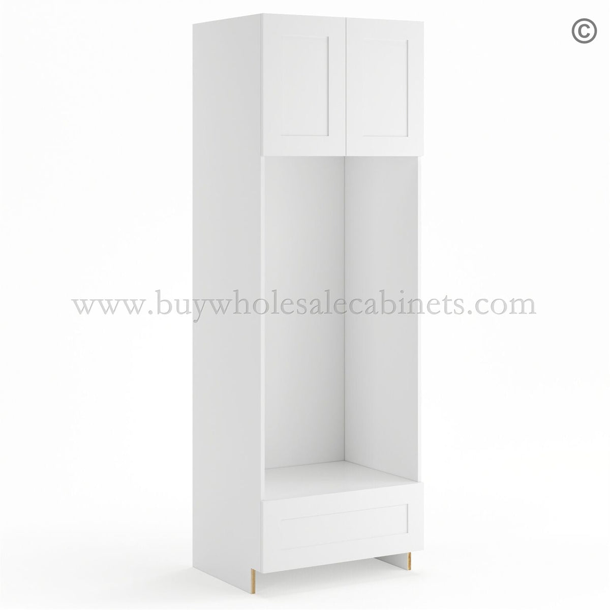 Frameless Modern White Shaker Double Oven Cabinet