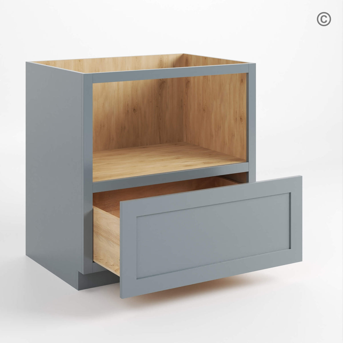 Gray Shaker Microwave Base Cabinet with Single Drawer