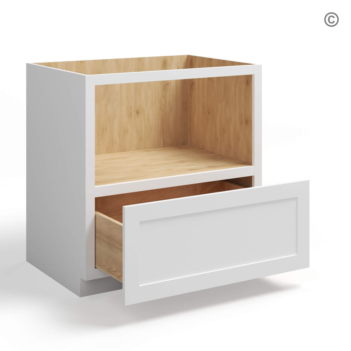White Shaker Microwave Base Cabinet with Single Drawer
