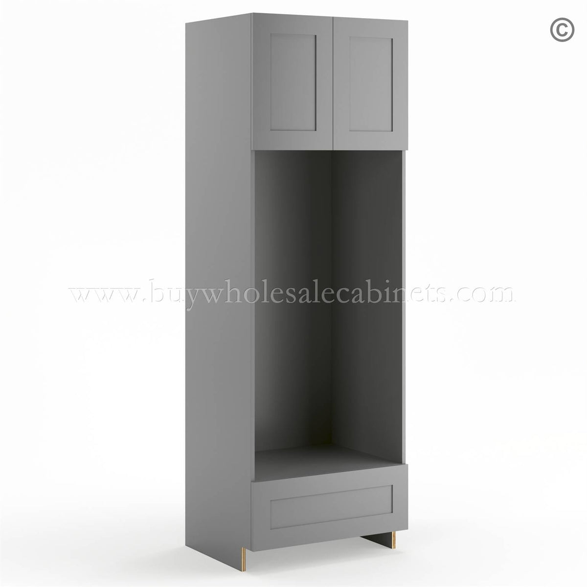 Frameless Graphite Gray Double Oven Cabinet