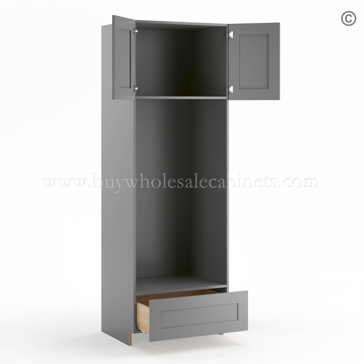 Frameless Graphite Gray Double Oven Cabinet