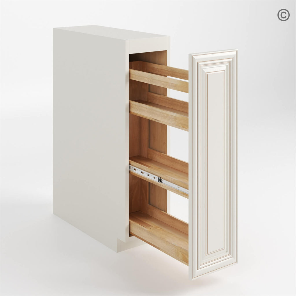 Charleston White Raised Panel Spice Pull Base Cabinet