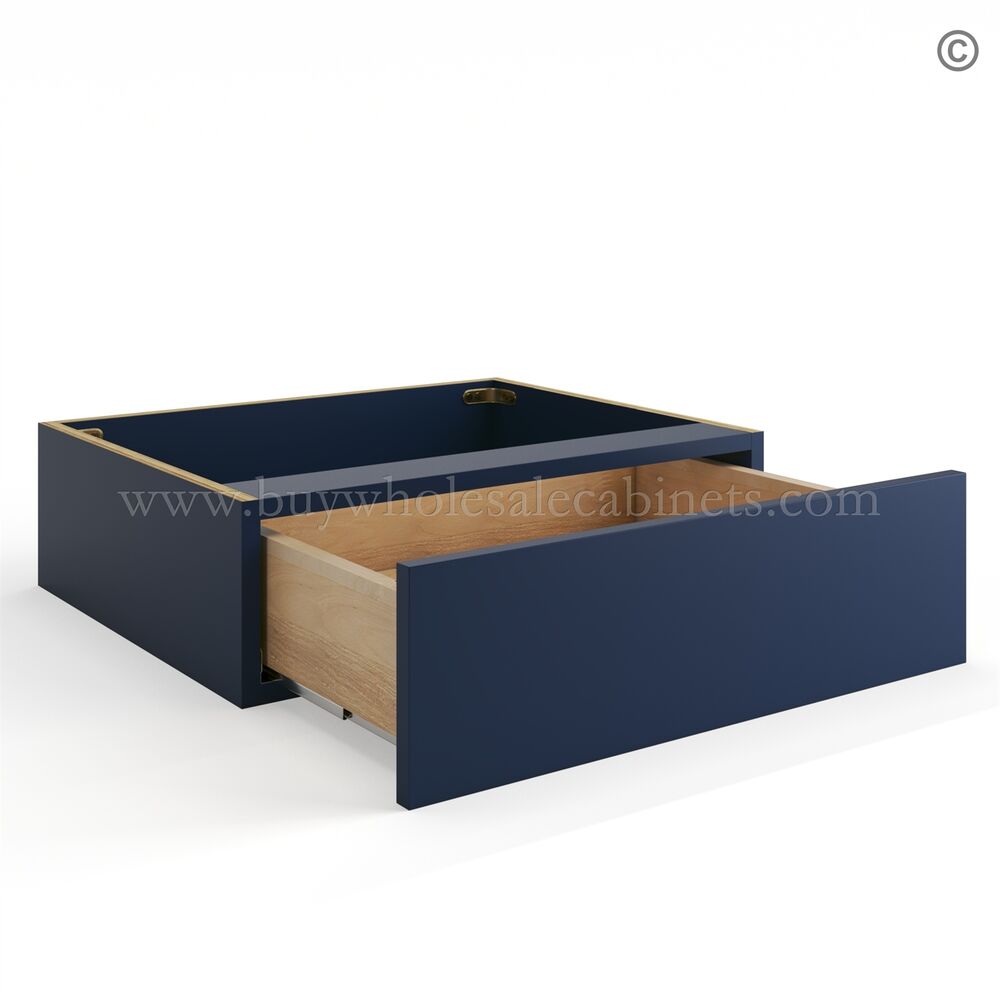 Frameless Oxford Blue Vanity Knee Drawer