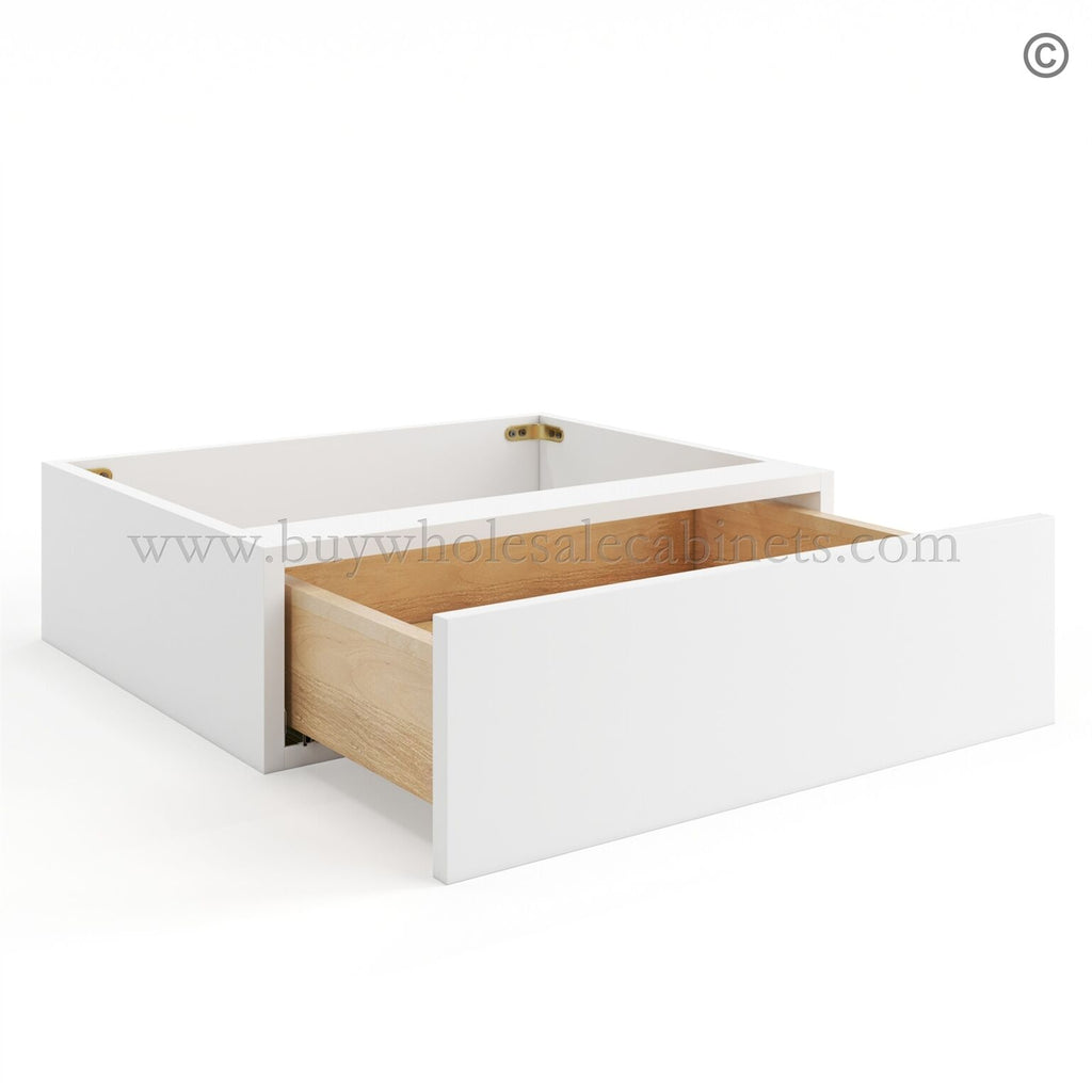 Frameless Modern White Shaker Vanity Knee Drawer