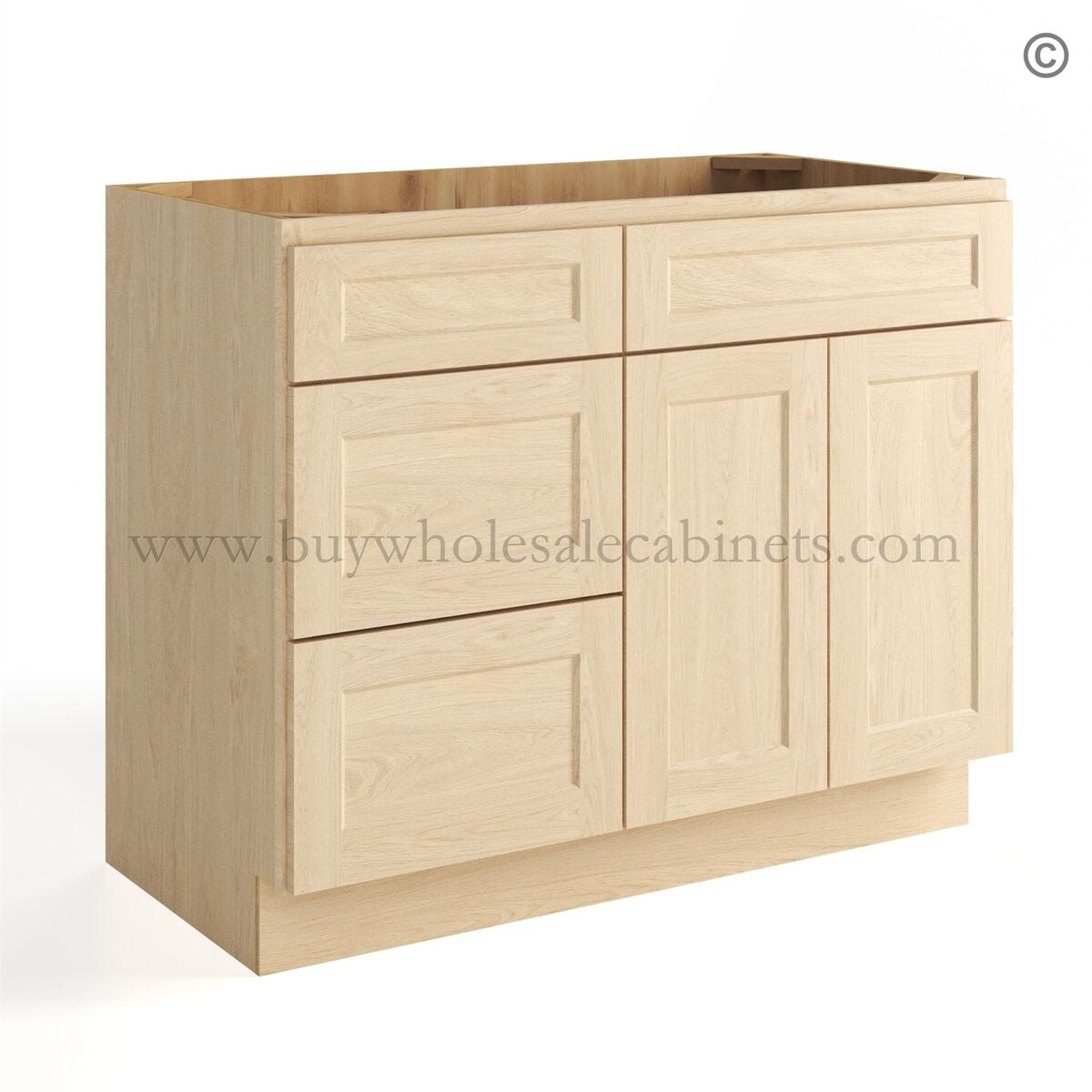 Unfinished Shaker 42″ Vanity Base Cabinet Combo