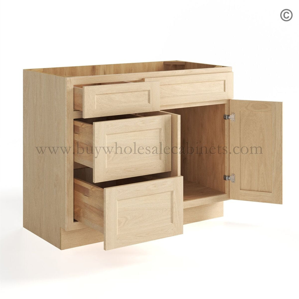 Unfinished Shaker 42″ Vanity Base Cabinet Combo