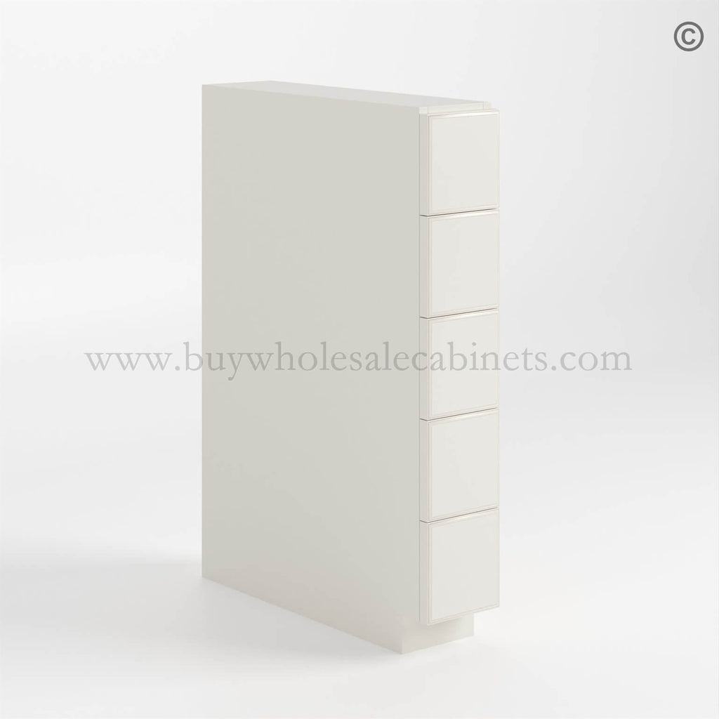 Charleston White Raised Panel Base Spice Cabinet with 5 Drawers