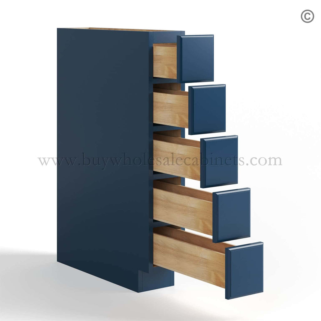 Navy Blue Shaker Base Spice Cabinet with 5 Drawers